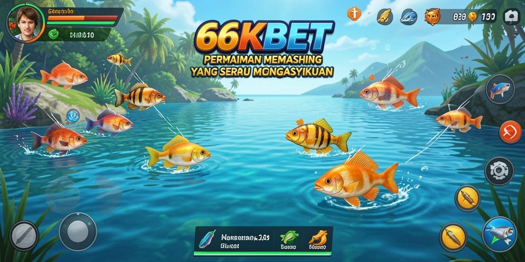 Screenshot gameplay 66KBET menunjukkan aksi memancing yang mendebarkan.