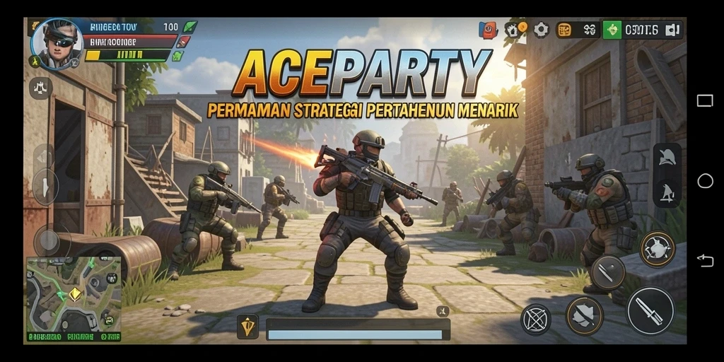 Screenshot gameplay ACEPARTY menampilkan aksi seru Tower Defense.