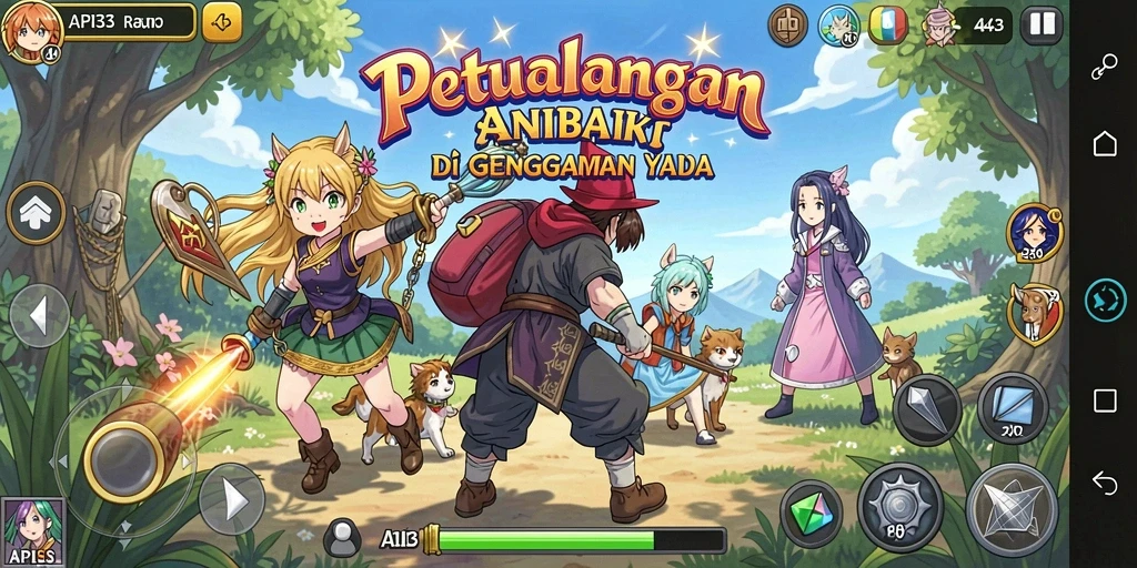 Tampilan grafis gameplay API33 yang memukau dan penuh warna.