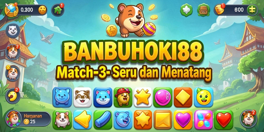 Screenshot gameplay <strong>BANBUHOKI88</strong> menunjukkan keseruan mencocokkan item.