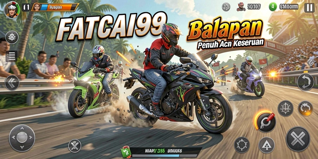 Gameplay seru di FATCAI99 dengan balapan motor yang mendebarkan.