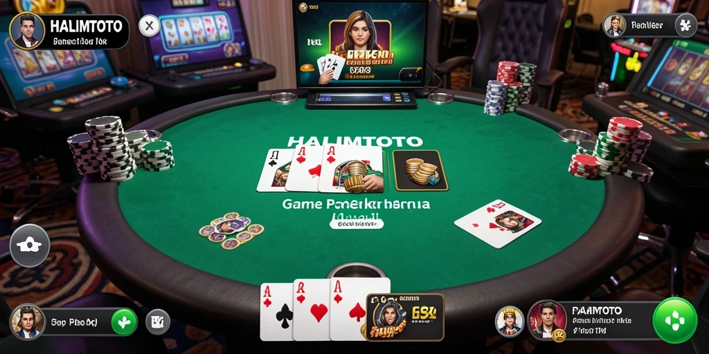 Tampilan gameplay HALIMTOTO yang mendebarkan dan penuh strategi poker.