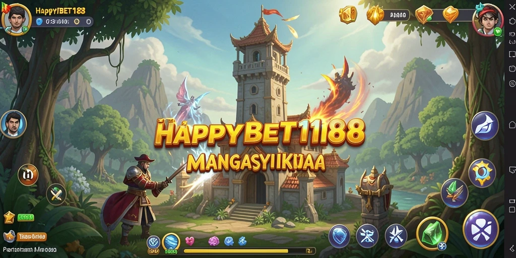 Tampilan bermain <strong>HAPPYBET188</strong> dengan aksi menara pertahanan yang mendebarkan.