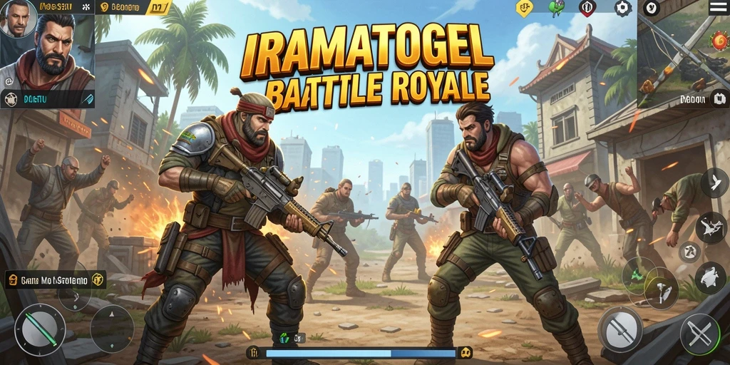 Tampilan gameplay mendebarkan dalam IRAMATOGEL Battle Royale.