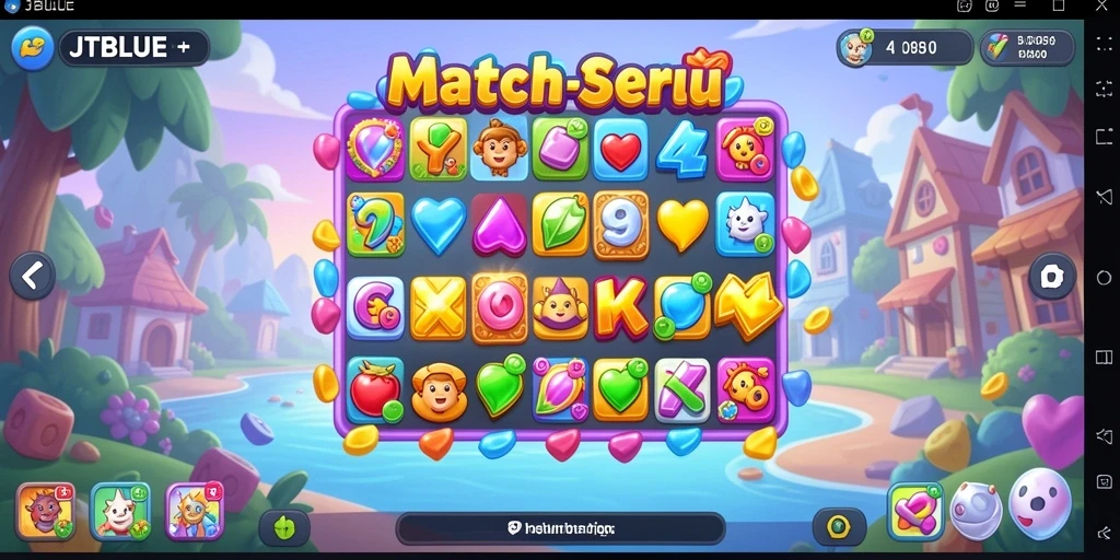 Tampilan menarik dari gameplay Match-3 di JTBLUE.