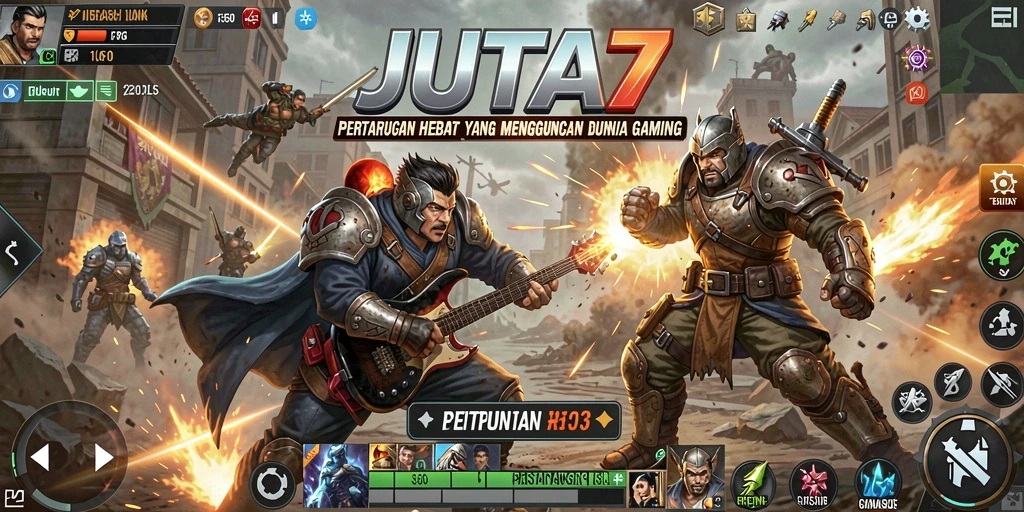 Gameplay JUTA7 yang mendebarkan dengan aksi pertarungan intens.