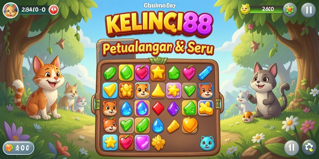 Gameplay KELINCI88 yang penuh warna dan seru dalam kategori Match-3.