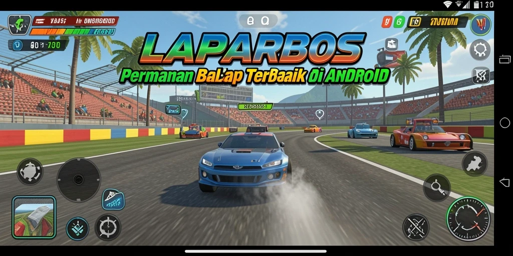 Screenshot gameplay dari LAPARBOS yang menampilkan balapan seru dan cepat.