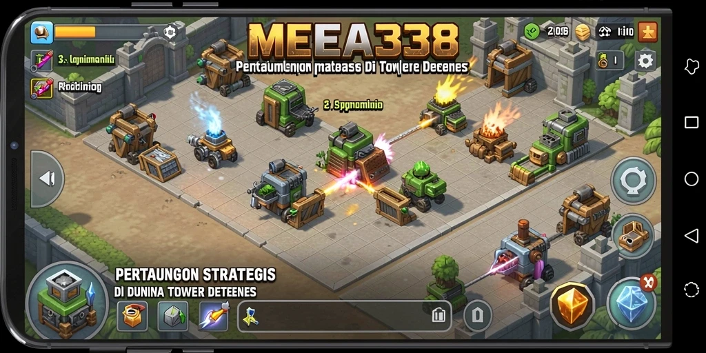Tampilan permainan Tower Defense yang seru dan strategis di MEGA338.
