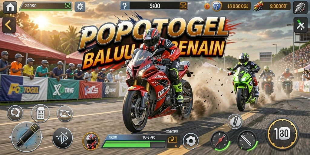 Tampilan gameplay seru dari balapan motor di POPOTOGEL.