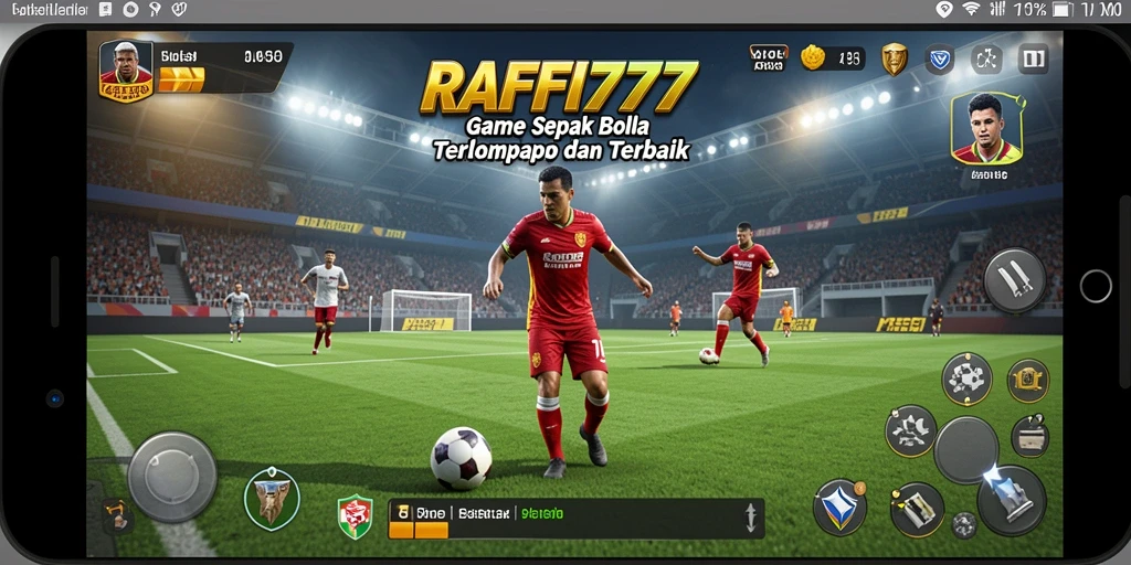 Screenshot gameplay RAFFI777 menampilkan aksi sepak bola yang mendebarkan.