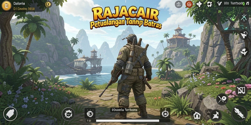 Screenshot gameplay RAJACAIR menampilkan dunia terbuka yang luas.
