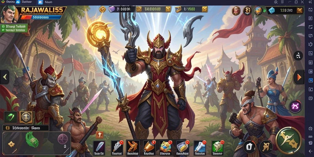 Screenshot gameplay RAJAWALI55 menampilkan aksi strategi yang mendebarkan.