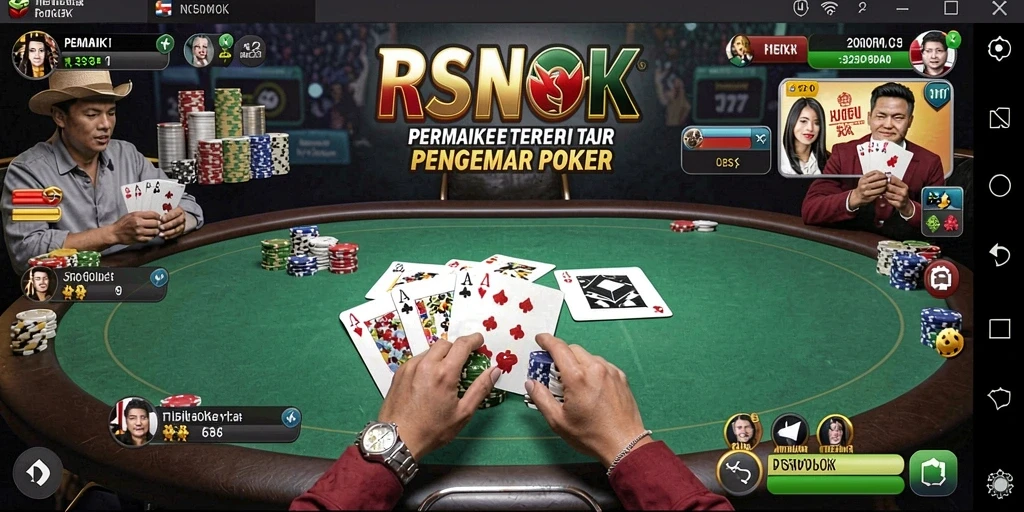 Screenshot gameplay RSNOK menampilkan aksi poker yang menegangkan.