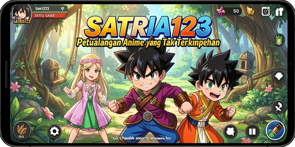Tampilan gameplay SATRIA123 yang seru dan penuh aksi anime.